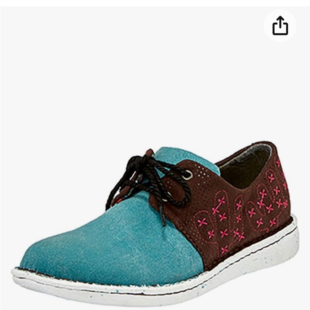 50%offw❤️ Justin Women’s 6.5 Cac-Tie Turquoise/Brown Casual Shoes  Flaw